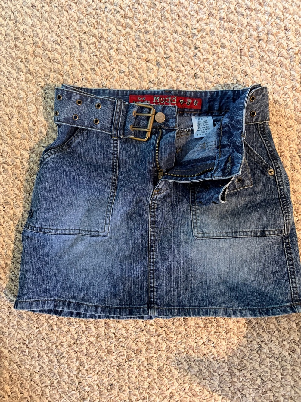 Y2k Mudd Denim Mini Skirt with Belt